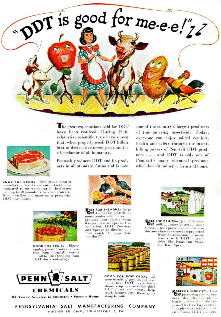Penn Salt Chemicals ad about the safety of DDT - Vintage Advertisements So Outrageous They'd Never Run Today